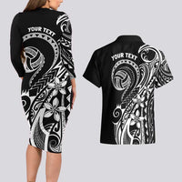 Polynesia Beach Volleyball Personalized Couples Matching Long Sleeve Bodycon Dress and Hawaiian Shirt Basic