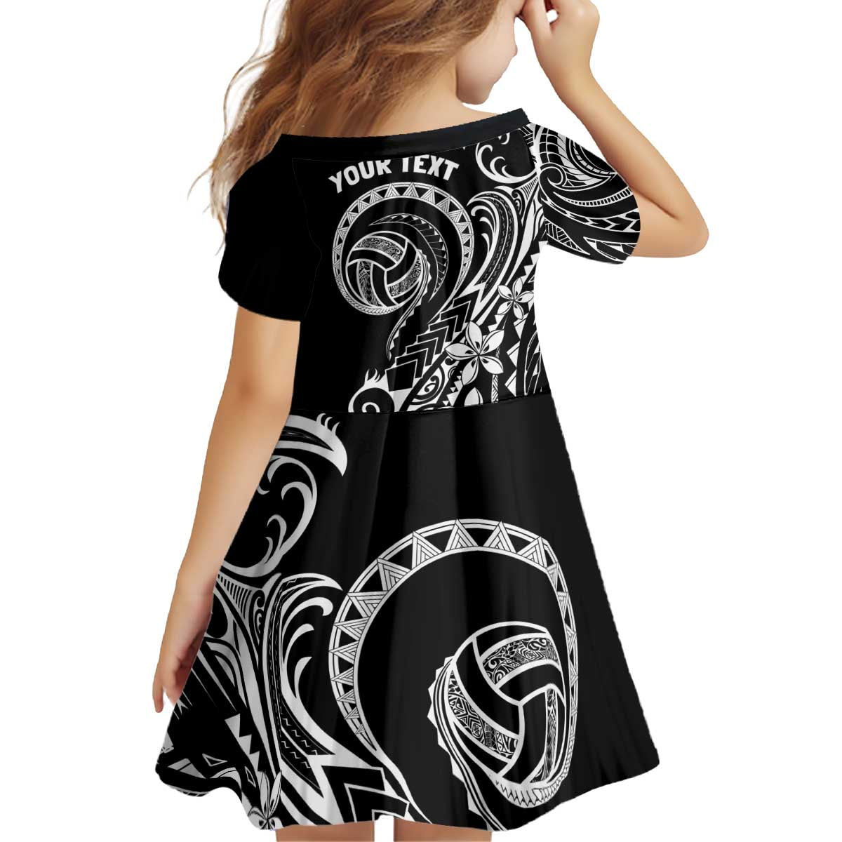 Polynesia Beach Volleyball Personalized Kid Short Sleeve Dress Basic