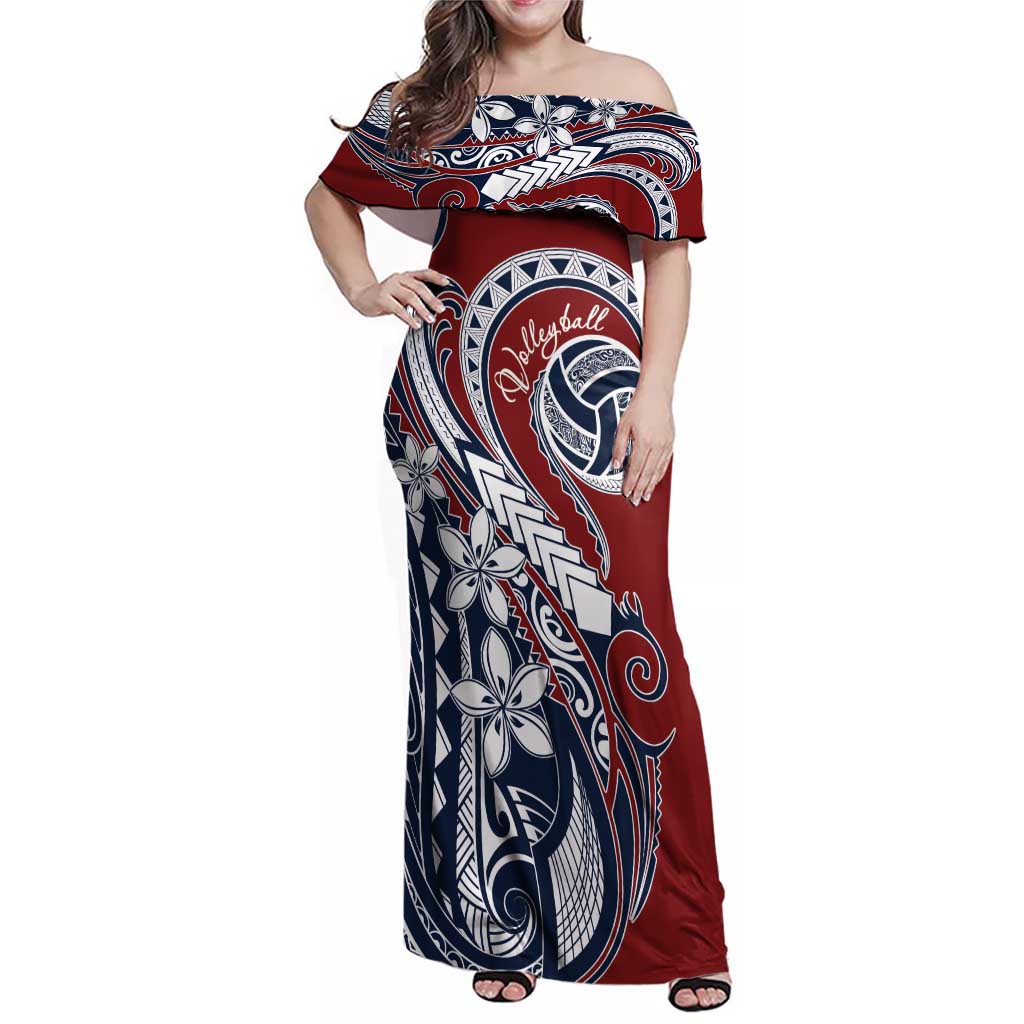Polynesia Beach Volleyball Personalized Family Matching Off Shoulder Maxi Dress and Hawaiian Shirt Special