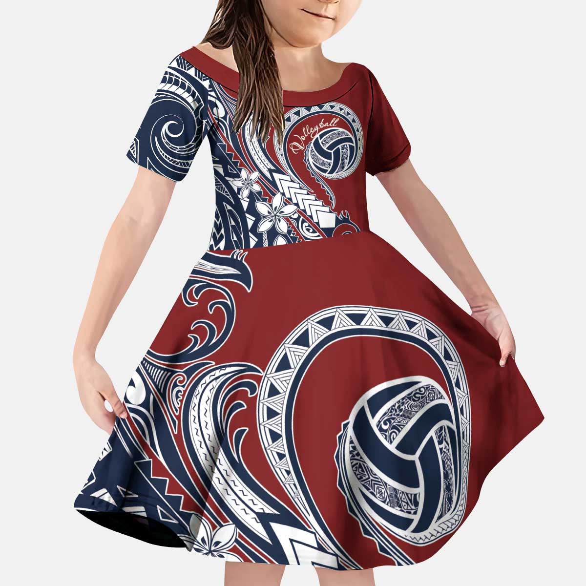 Polynesia Beach Volleyball Personalized Kid Short Sleeve Dress Special