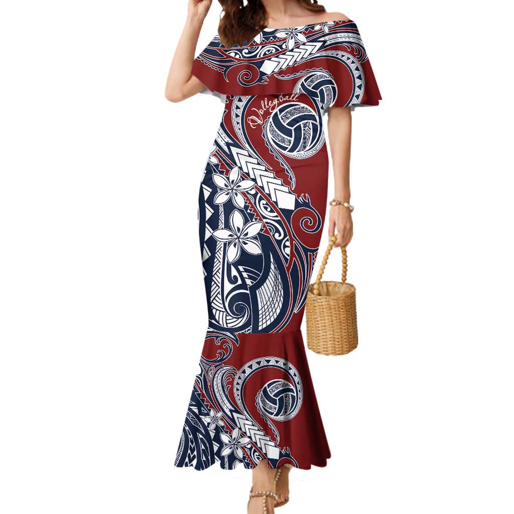 Polynesia Beach Volleyball Personalized Mermaid Dress Special LT7 Women Red Blue - Polynesian Pride