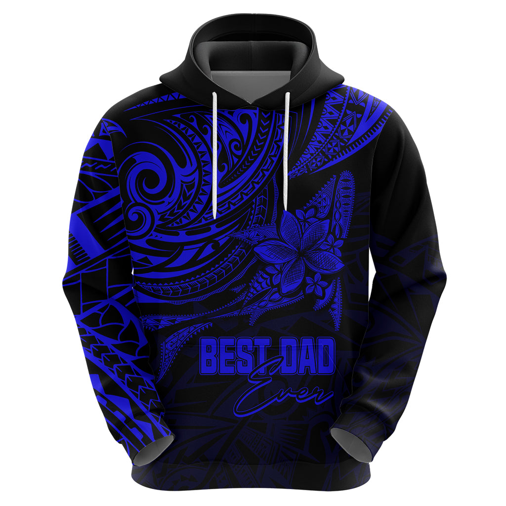 Custom Fathers Day Polynesian Hoodie Best Dad Ever Blue LT7 - Polynesian Pride