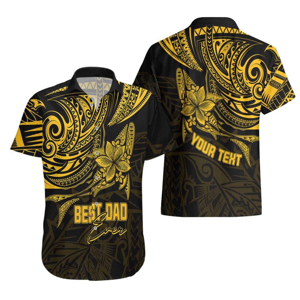Personalised Father's Day Polynesian Hawaiian Shirt Best Dad Ever - Gold LT7 - Polynesian Pride