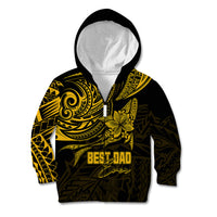 Personalised Father's Day Polynesian Kid Hoodie Best Dad Ever - Gold LT7 Zip Hoodie Gold - Polynesian Pride