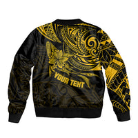 Personalised Father's Day Polynesian Sleeve Zip Bomber Jacket Best Dad Ever - Gold LT7 - Polynesian Pride