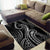 Polynesia Plumeria Lei Area Rug Black Curves Motif