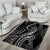 Polynesia Plumeria Lei Area Rug Black Curves Motif