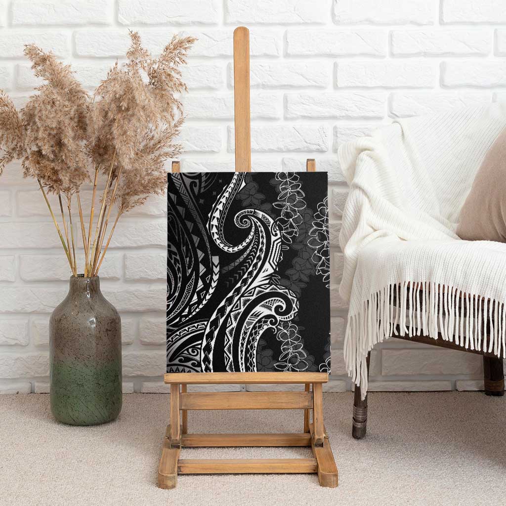 Polynesia Plumeria Lei Canvas Wall Art Black Curves Motif