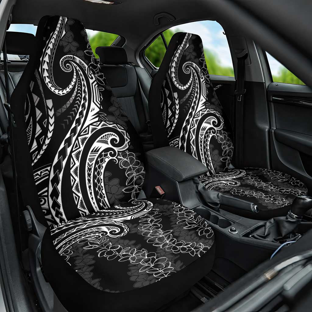 Polynesia Plumeria Lei Car Seat Cover Black Curves Motif LT7 One Size Black - Polynesian Pride