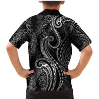 Polynesia Plumeria Lei Family Matching Mermaid Dress and Hawaiian Shirt Black Curves Motif LT7 - Polynesian Pride