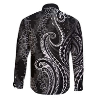 Polynesia Plumeria Lei Family Matching Mermaid Dress and Hawaiian Shirt Black Curves Motif LT7 - Polynesian Pride