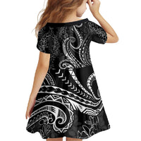Polynesia Plumeria Lei Family Matching Off Shoulder Maxi Dress and Hawaiian Shirt Black Curves Motif LT7 - Polynesian Pride