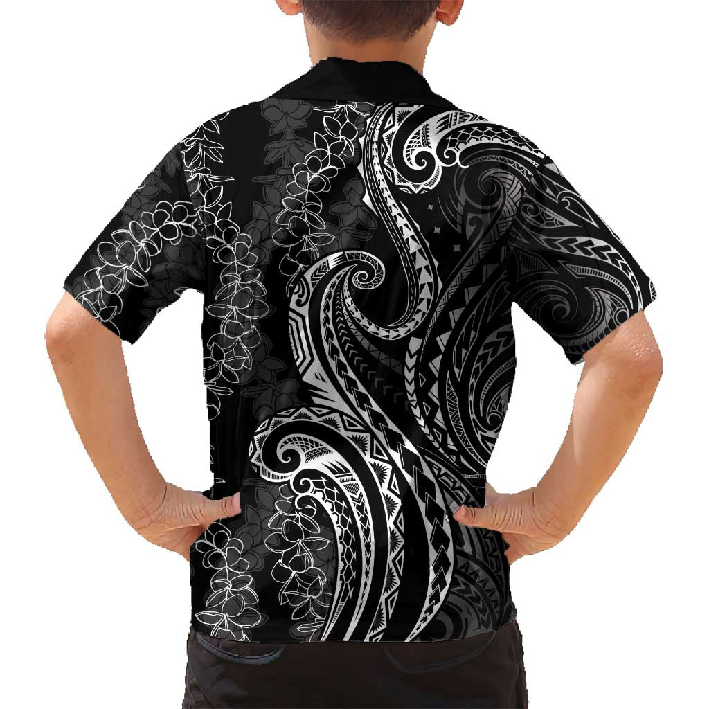 Polynesia Plumeria Lei Family Matching Summer Maxi Dress and Hawaiian Shirt Black Curves Motif LT7 - Polynesian Pride