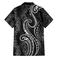 Polynesia Plumeria Lei Family Matching Summer Maxi Dress and Hawaiian Shirt Black Curves Motif LT7 - Polynesian Pride