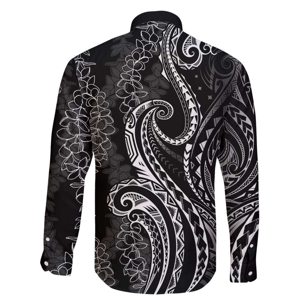 Polynesia Plumeria Lei Family Matching Summer Maxi Dress and Hawaiian Shirt Black Curves Motif LT7 - Polynesian Pride
