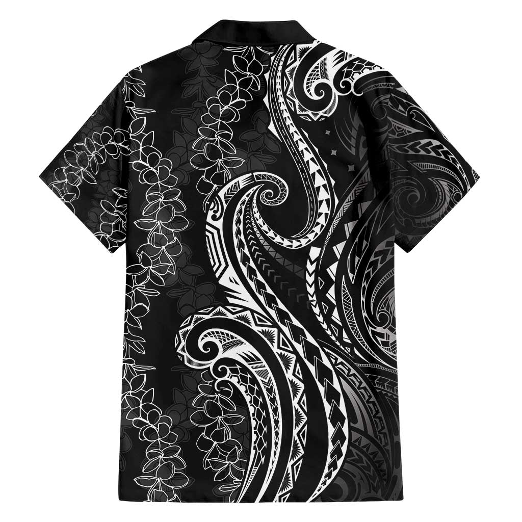 Polynesia Plumeria Lei Hawaiian Shirt Black Curves Motif