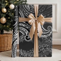 Polynesia Plumeria Lei Wrapping Paper Black Curves Motif