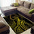 Polynesia Plumeria Lei Area Rug Black Gold Curves Motif