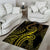 Polynesia Plumeria Lei Area Rug Black Gold Curves Motif