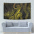 Polynesia Plumeria Lei Tapestry Black Gold Curves Motif