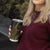 Polynesia Plumeria Lei Tumbler Cup Black Gold Curves Motif