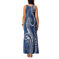 Polynesia Plumeria Lei Family Matching Tank Maxi Dress and Hawaiian Shirt Navy Blue Curves Motif LT7 - Polynesian Pride