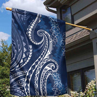 Polynesia Plumeria Lei Garden Flag Navy Blue Curves Motif LT7 - Polynesian Pride