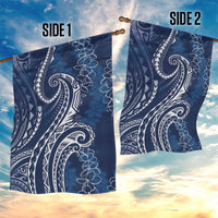 Polynesia Plumeria Lei Garden Flag Navy Blue Curves Motif LT7 - Polynesian Pride
