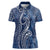 Polynesia Plumeria Lei Women Polo Shirt Navy Blue Curves Motif