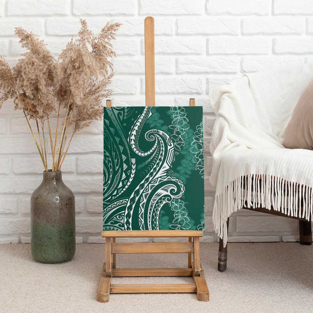 Polynesia Plumeria Lei Canvas Wall Art Sage Green Curves Motif