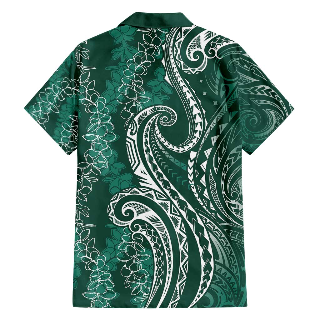 Polynesia Plumeria Lei Family Matching Summer Maxi Dress and Hawaiian Shirt Sage Green Curves Motif LT7 - Polynesian Pride