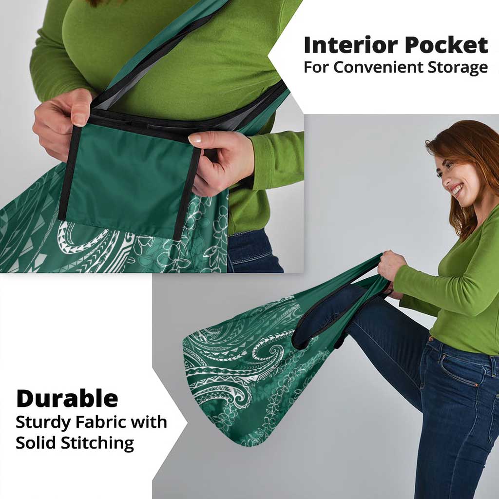 Polynesia Plumeria Lei Grocery Bag Sage Green Curves Motif