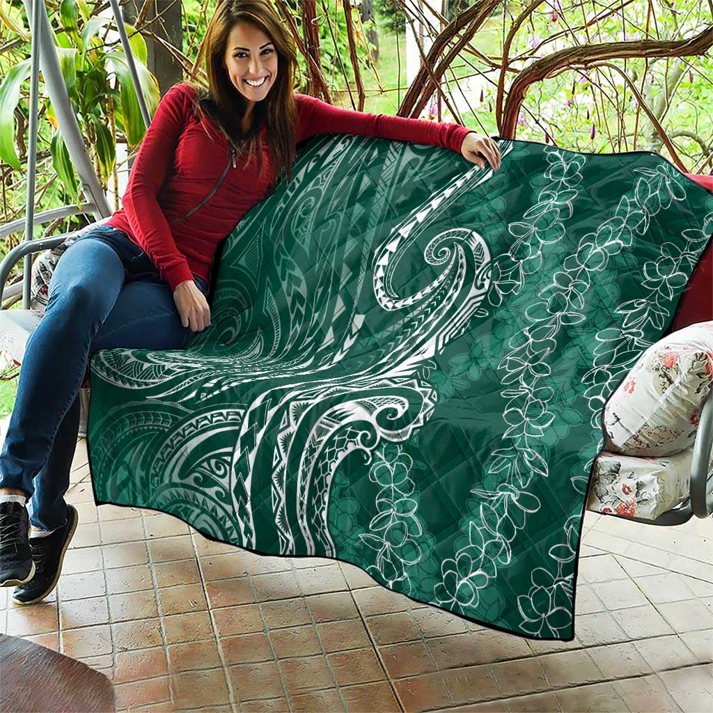 Polynesia Plumeria Lei Quilt Sage Green Curves Motif