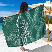 Polynesia Plumeria Lei Sarong Sage Green Curves Motif LT7 One Size 44 x 66 inches Dark Green - Polynesian Pride