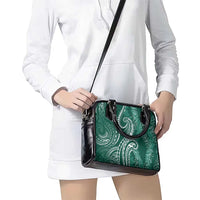 Polynesia Plumeria Lei Shoulder Handbag Sage Green Curves Motif