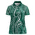 Polynesia Plumeria Lei Women Polo Shirt Sage Green Curves Motif