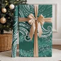 Polynesia Plumeria Lei Wrapping Paper Sage Green Curves Motif