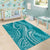 Polynesia Plumeria Lei Area Rug Teal Curves Motif
