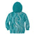 Polynesia Plumeria Lei Kid Hoodie Teal Curves Motif