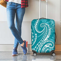Polynesia Plumeria Lei Luggage Cover Teal Curves Motif LT7 - Polynesian Pride