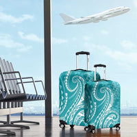 Polynesia Plumeria Lei Luggage Cover Teal Curves Motif LT7 - Polynesian Pride