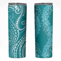 Polynesia Plumeria Lei Skinny Tumbler Teal Curves Motif LT7 Teal - Polynesian Pride