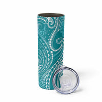 Polynesia Plumeria Lei Skinny Tumbler Teal Curves Motif LT7 - Polynesian Pride
