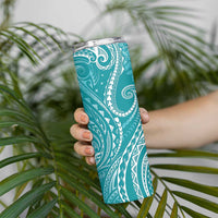 Polynesia Plumeria Lei Skinny Tumbler Teal Curves Motif LT7 - Polynesian Pride