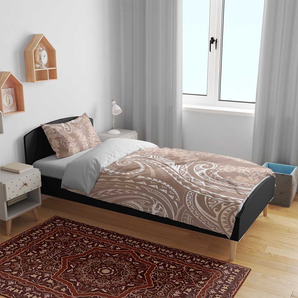 Polynesia Plumeria Lei Bedding Set Beige Curves Motif