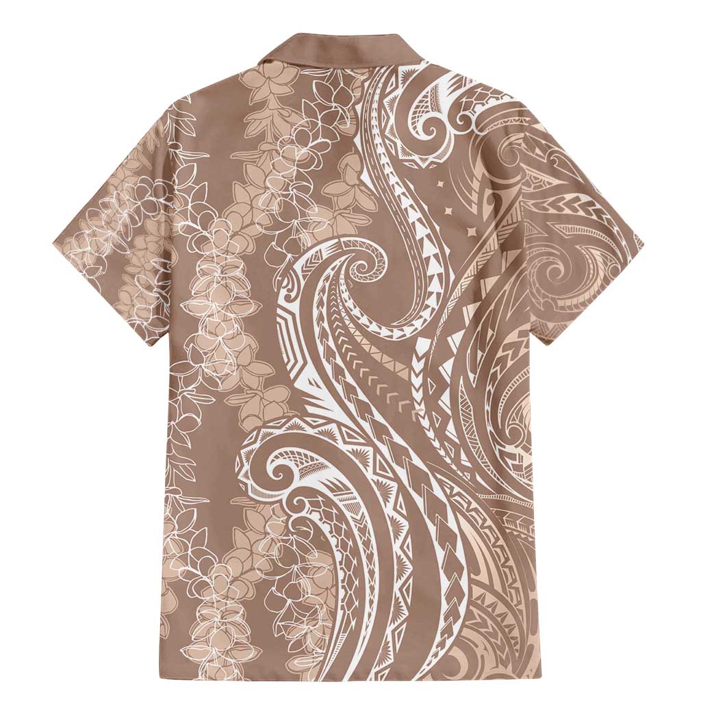 Polynesia Plumeria Lei Family Matching Mermaid Dress and Hawaiian Shirt Beige Curves Motif LT7 - Polynesian Pride