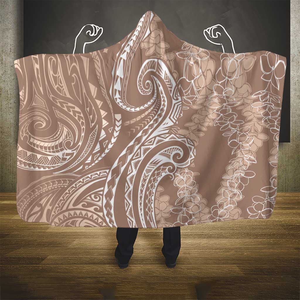 Polynesia Plumeria Lei Hooded Blanket Beige Curves Motif LT7 - Polynesian Pride