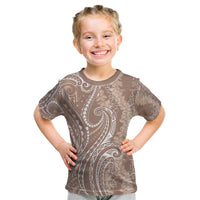Polynesia Plumeria Lei Kid T Shirt Beige Curves Motif