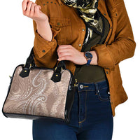 Polynesia Plumeria Lei Shoulder Handbag Beige Curves Motif