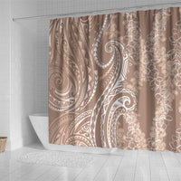 Polynesia Plumeria Lei Shower Curtain Beige Curves Motif LT7 - Polynesian Pride